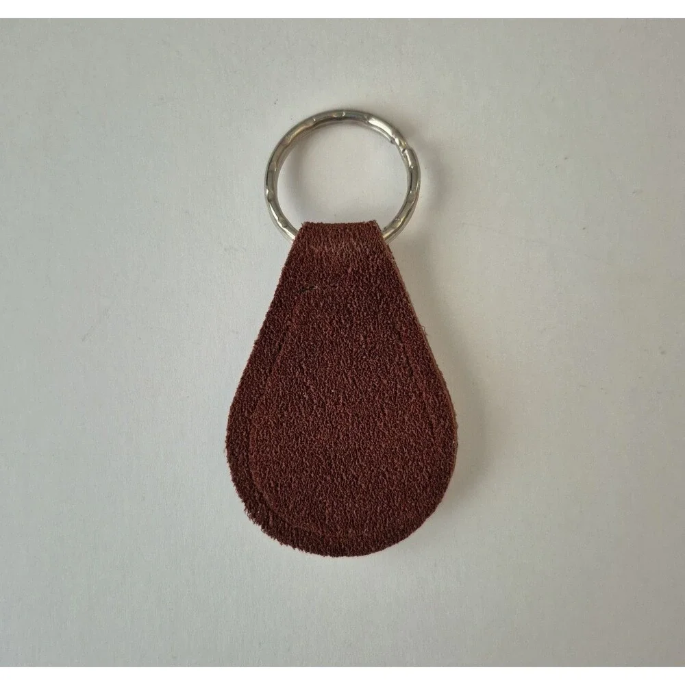VTG Retro NFL Cleveland Browns Helmet Logo Teardrop Brown Leather Fob Keychain